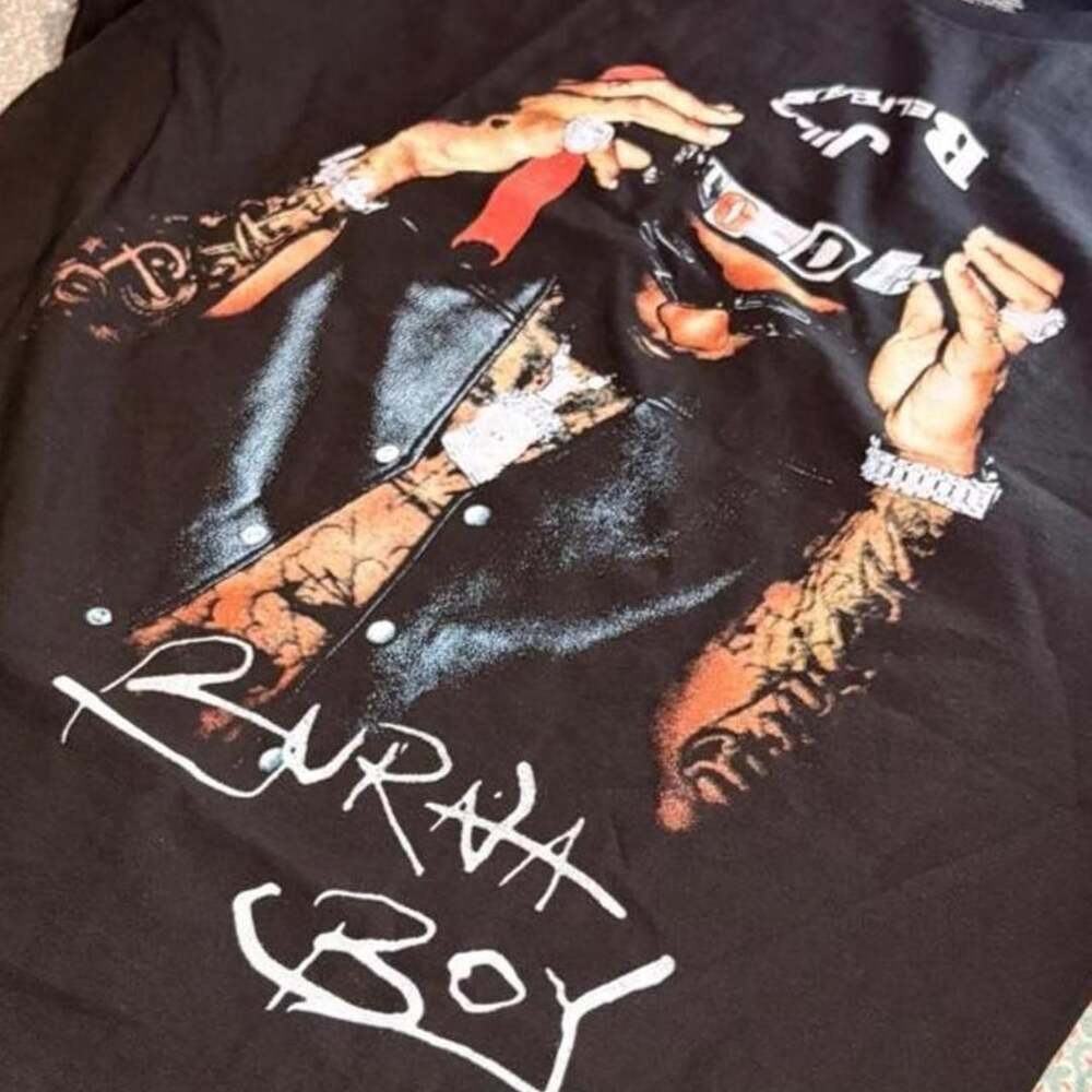 Burna Boy Graphic Portrait Concert T-Shirt Size Large Black Cotton